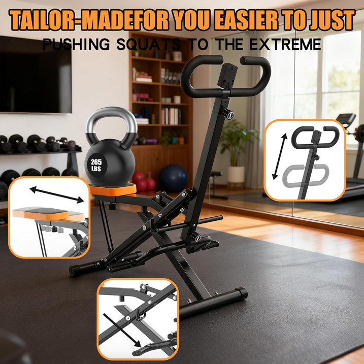 Kdymod Generic Foldable Squat Machine with Resistance Bands, Glutes and Thigh for Home Gym, Hip Thrust Leg Press for Home Gym Fitness ,250 lbs,Black
