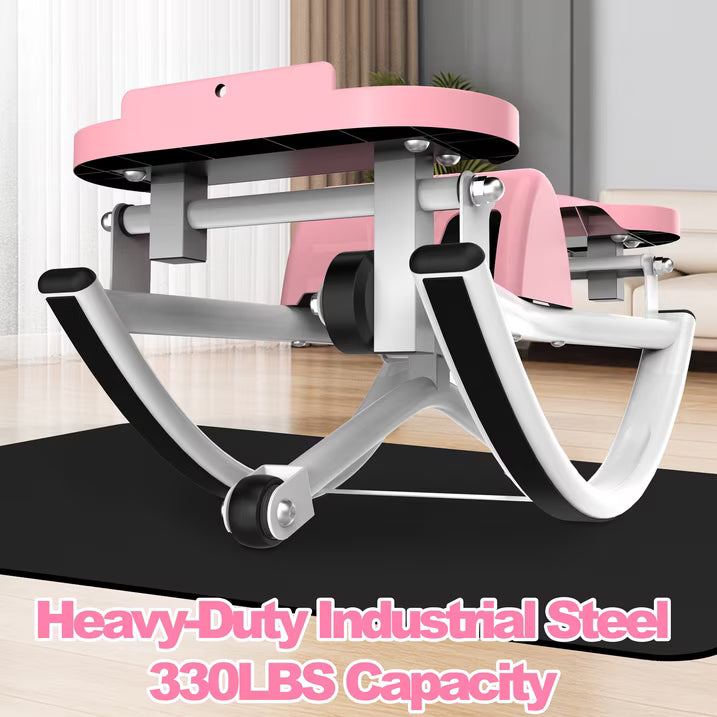 Kdymod Lateral Stepper for Exercise-Rocking Stepper Machine with Resistance Bands & Anti-Slip Mat and LCD Monitor, Professional Stair Stepper for Home Workout,Pink