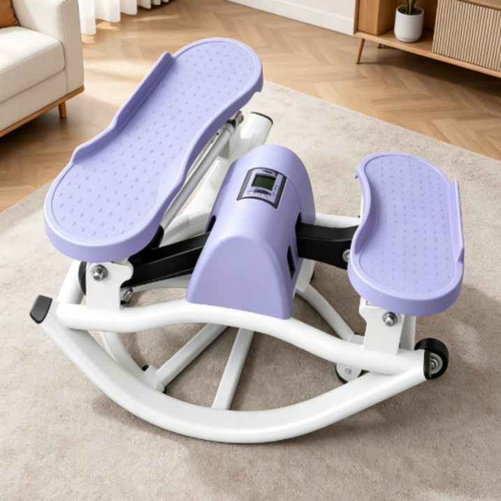 Kdymod Lateral Rocking Fitness Stepper, Low Impact Portable Exercise Stepper, Workout Machine, Rock Stepper Machine with Digital Monitor & Resistance Bands,Purple