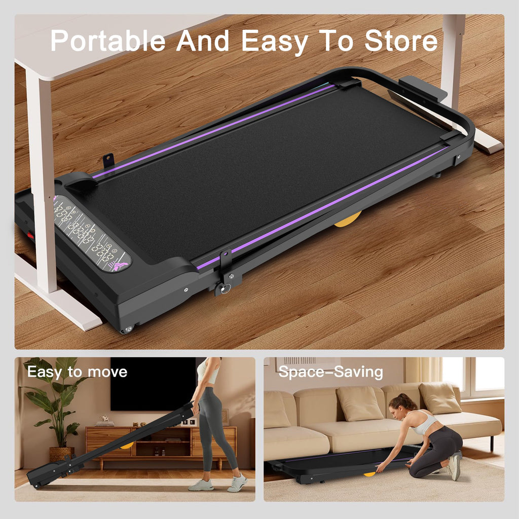 Kdymod 2 in 1 Foldable Treadmill with LED Display & Remote,Walking Treadmill Jogging Machine with Handle Bar & Incline,Under Desk Walking Pad for Home Office,Black