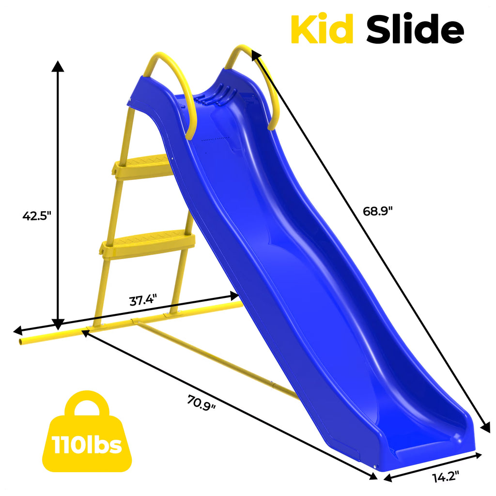 Kdymod 5.7FT Kid Outdoor Slide,Water Slide for Backyard with Ladder,Playground Freestanding Slide for Chlidren Birthday Gifts,Blue