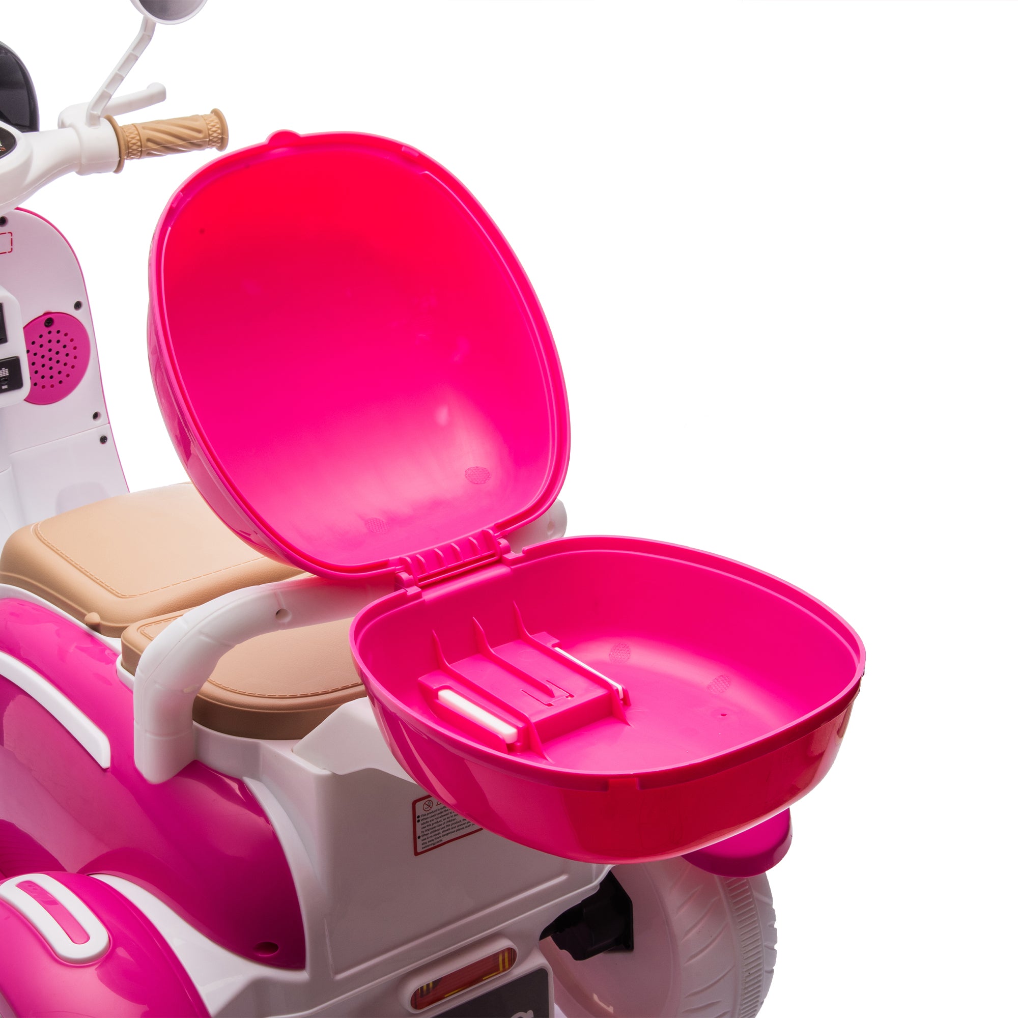Cirui 2 Seater 12V Kids Motorcycle,3 Wheel Ride Dual Motorcycle,Toy 12V Electric Motorcycle with Front LED Light/USB/Storage Box,Rose Red