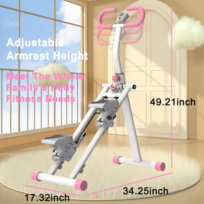 Kdymod Stair Stepper for Home with Adjustable Handlebar, Vertical Climber Workout Machine for Full-Body Exercise, Compact Foldable & Stable Frame ,Pink