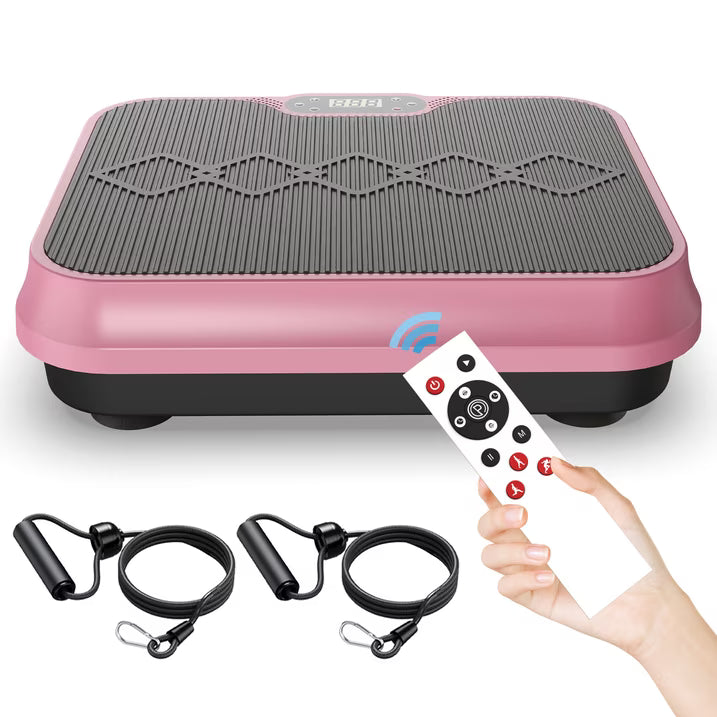 Kdymod Vibration Plate Exercise Machine with Resistance Bands,Whole Body Workout Vibration Platform with Remote Control,Quiet Exercise Equipment Workout Machine for Home Office,Rose Red
