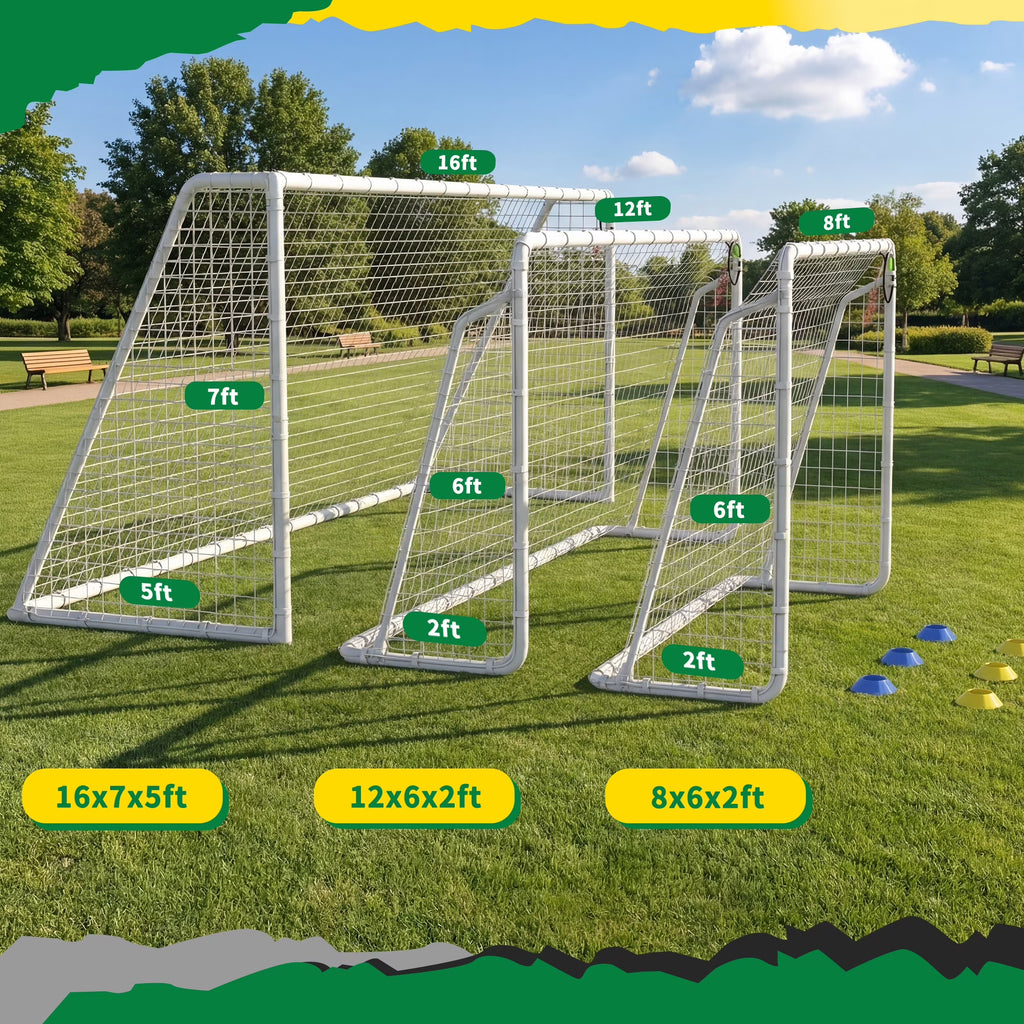Kdymod 8×6 FT Portable Soccer Goal for Backyard, Easy Assembly Outdoor Soccer Goal Set for Kids and Adults (White)