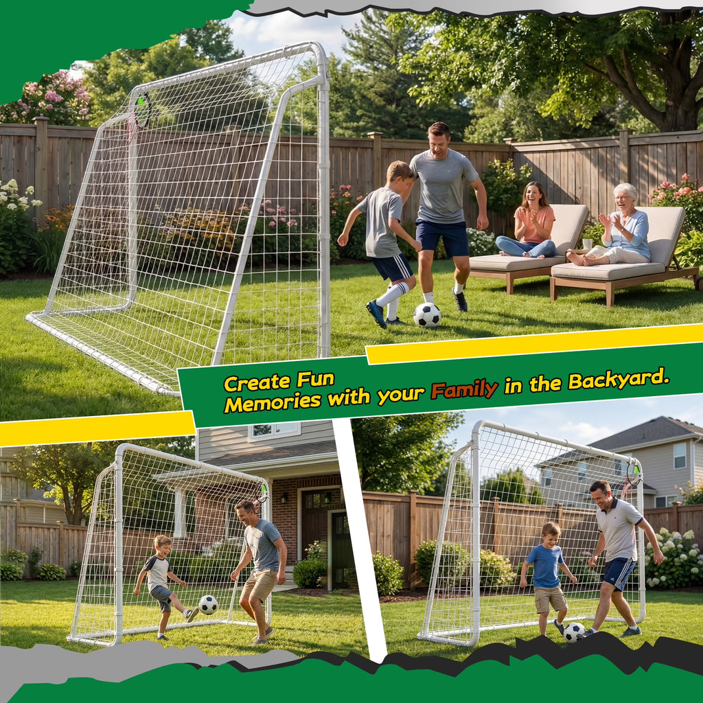 Kdymod 8×6 FT Portable Soccer Goal for Backyard, Easy Assembly Outdoor Soccer Goal Set for Kids and Adults (White)