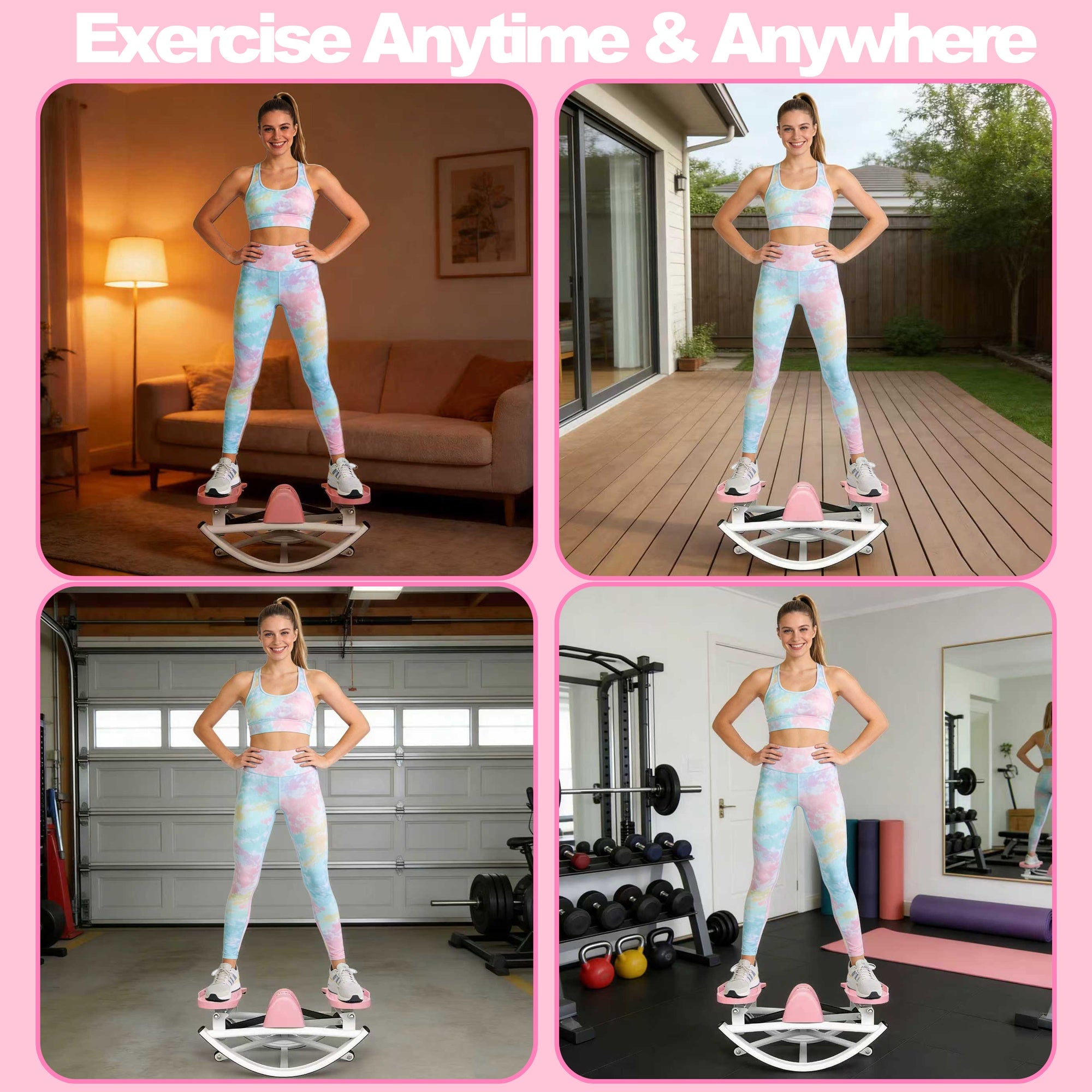 Kdymod Lateral Stepper for Exercise-Rocking Stepper Machine with Resistance Bands & Anti-Slip Mat and LCD Monitor, Professional Stair Stepper for Home Workout,Pink