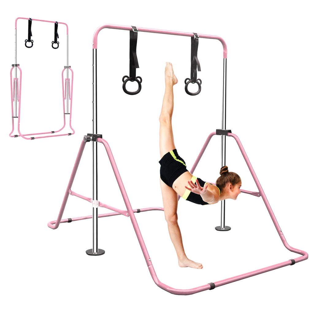 Kdymod Gymnastics Bar for Kid,Adjustable Height Kids Gymnastics Bar,Foldable Horizontal Junior Gymnastics Equipment Bar for Home Gym