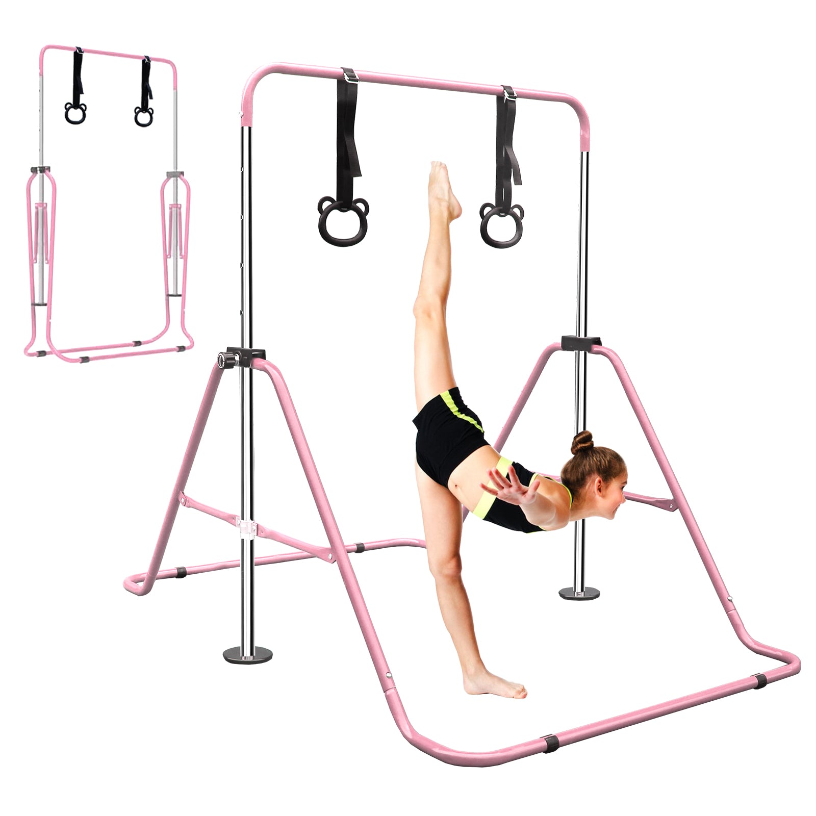 Kdymod Gymnastics Bar for Kid,Adjustable Height Kids Gymnastics Bar,Foldable Horizontal Junior Gymnastics Equipment Bar for Home Gym