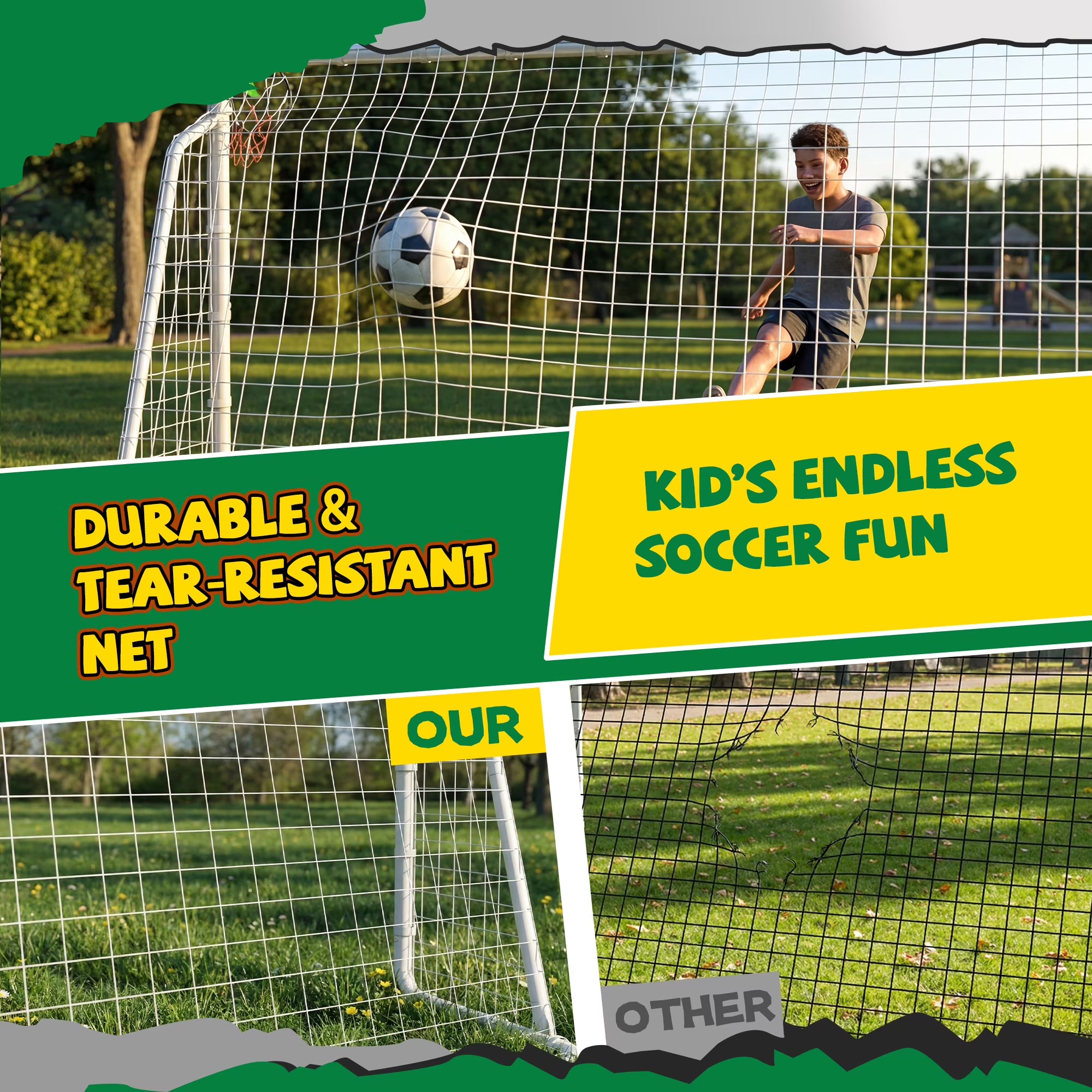 Kdymod 12×6 FT Portable Soccer Goal for Backyard, Easy Assembly Outdoor Soccer Goal Set for Kids and Adults (White)