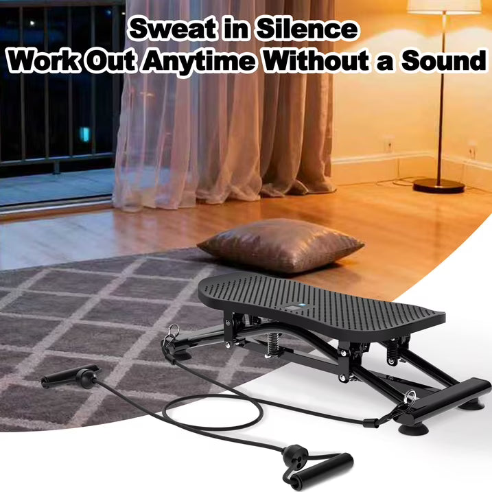 Kdymod Sliding Ski Simulator with Resistance Bands, Indoor Skiing Fitness Equipment for Home Gym, Non-Slip Base & Full-Body Cardio Training Machine for Core, Leg & Arm Workout, Black