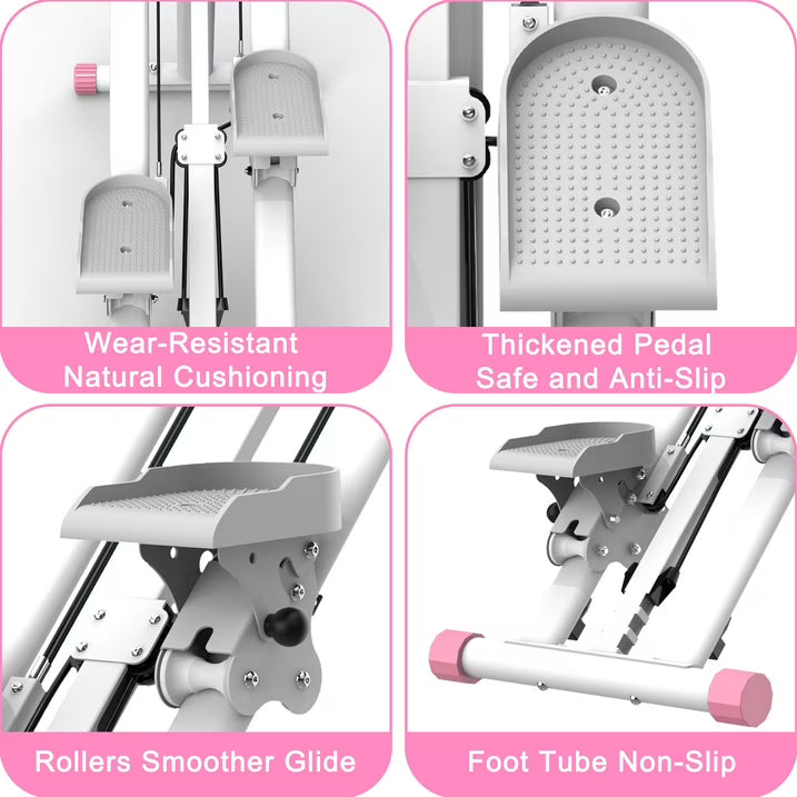 Kdymod Stair Stepper with Resistance for Home,Vertical Climber Cardio Machine for Full-Body Exercise,Folding Stair Climber Fitness Equipment with Stable Frame Adjustable Handlebar,Pink