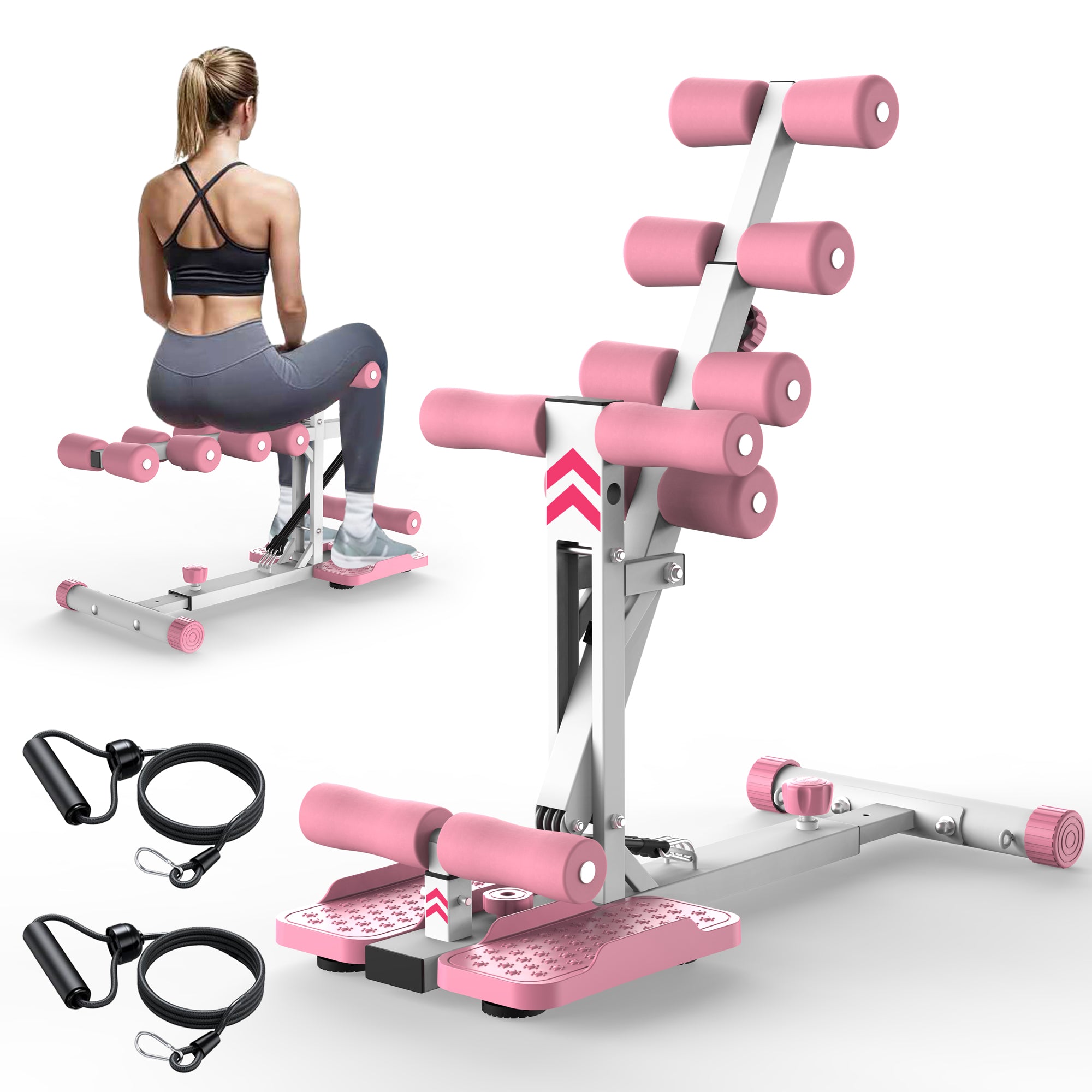Kdymod Deep Squat Machine, Adjustable Squat Machine for Women with Resistance Bands ，Glute Machine Assist Trainer for Core & Legs Workout Ideal for Home Gym, Apartment & Office