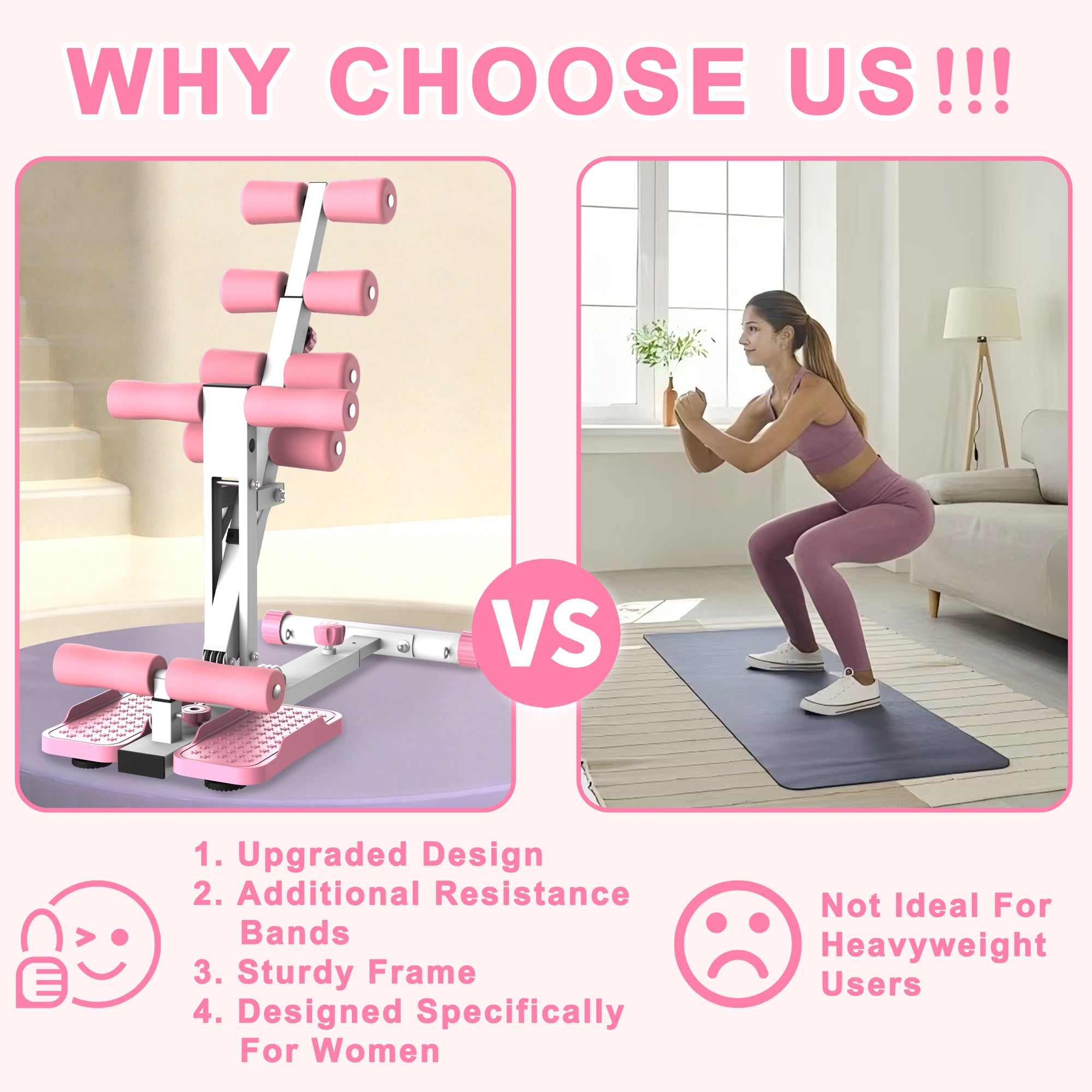 Kdymod Deep Squat Machine, Adjustable Squat Machine for Women with Resistance Bands ，Glute Machine Assist Trainer for Core & Legs Workout Ideal for Home Gym, Apartment & Office