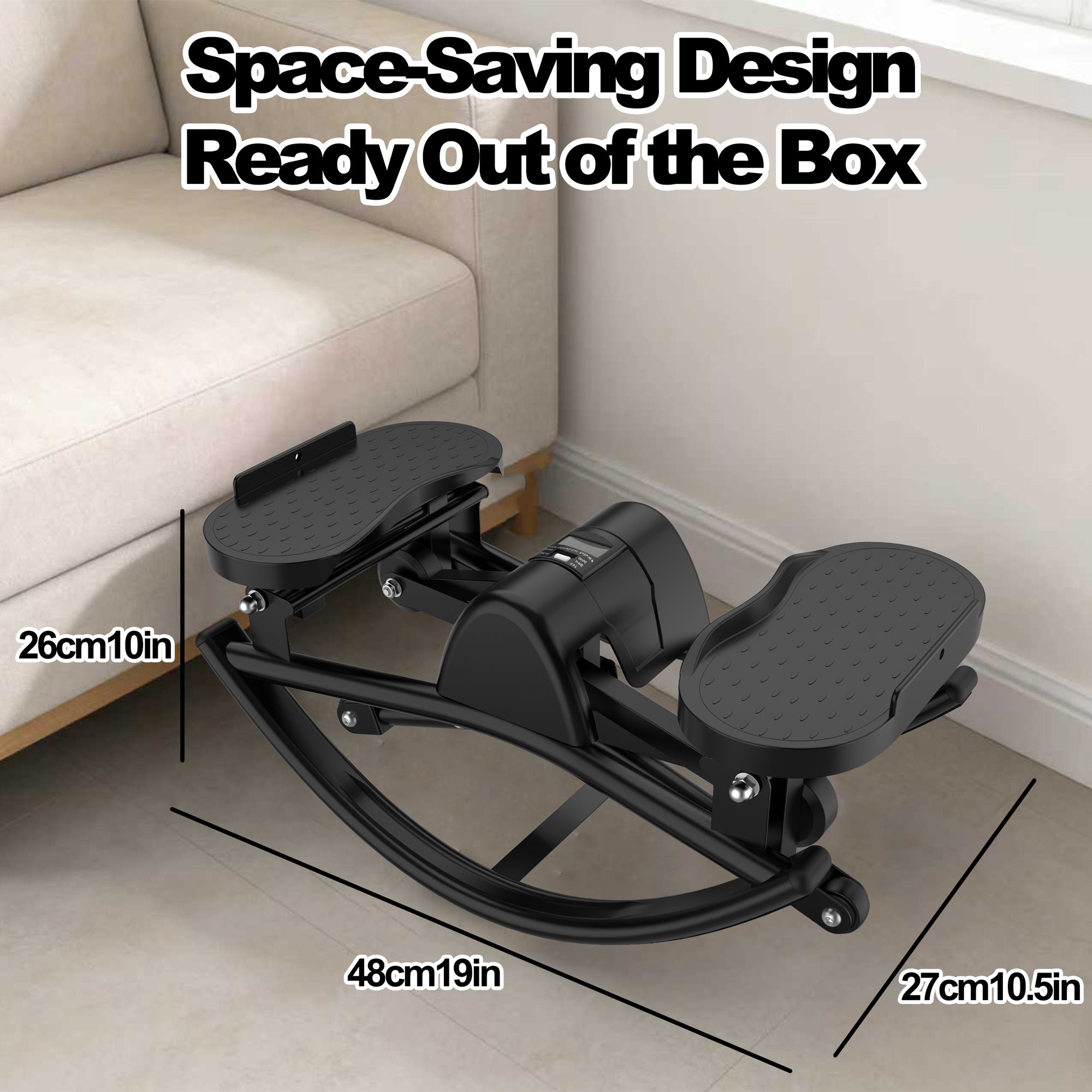 Kdymod Lateral Stepper for Exercise-Rocking Stepper Machine with Resistance Bands & Anti-Slip Mat and LCD Monitor, Professional Stair Stepper for Home Workout,Black